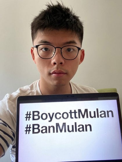 El activista prodemocracia Joshua Wong convocó a un boicot internacional contra Mulán, la nueva película de Disney donde se agradece a las autoridades del Partido Comunista Chino (Reuters)