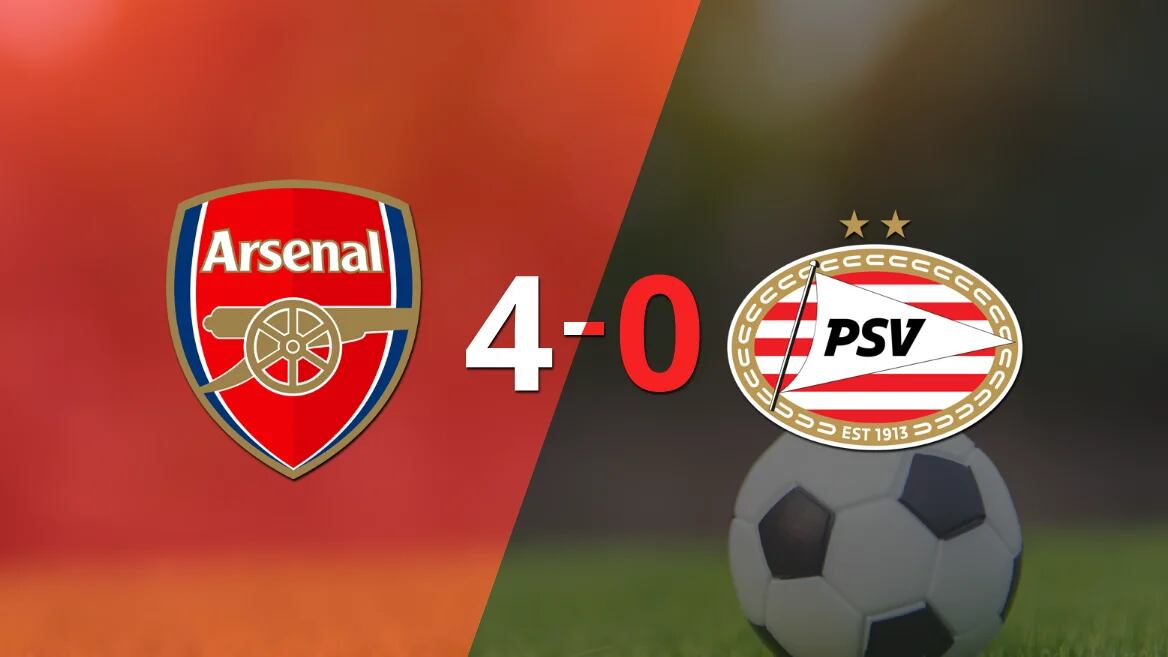 Arsenal golea 4-0 como local a PSV