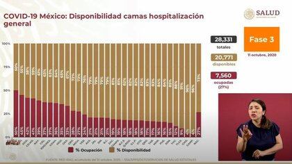 Actualización de camas sin ventilador para COVID-19 en México (Foto: Captura de pantalla / Gobierno de la República)