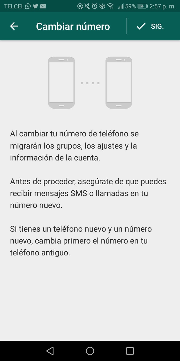 Al hacer el cambio tus contactos no recibirán una notificación por la modificación del número (Captura de pantalla)