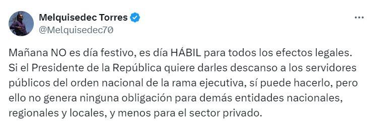 Esta fue una de las opiniones sobre el día Cívico decretado por Petro - crédito captura de pantalla X