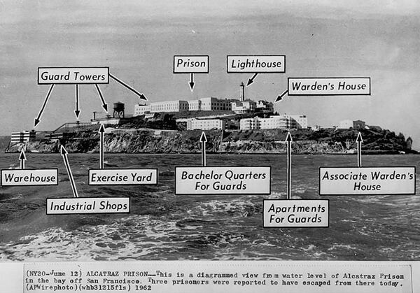 Diagrama de Alcatraz tal como era en 1962