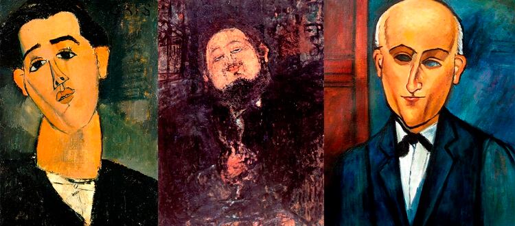 Tres artistas retradas: Juan Gris, Diego Rivera y Max Jacob 