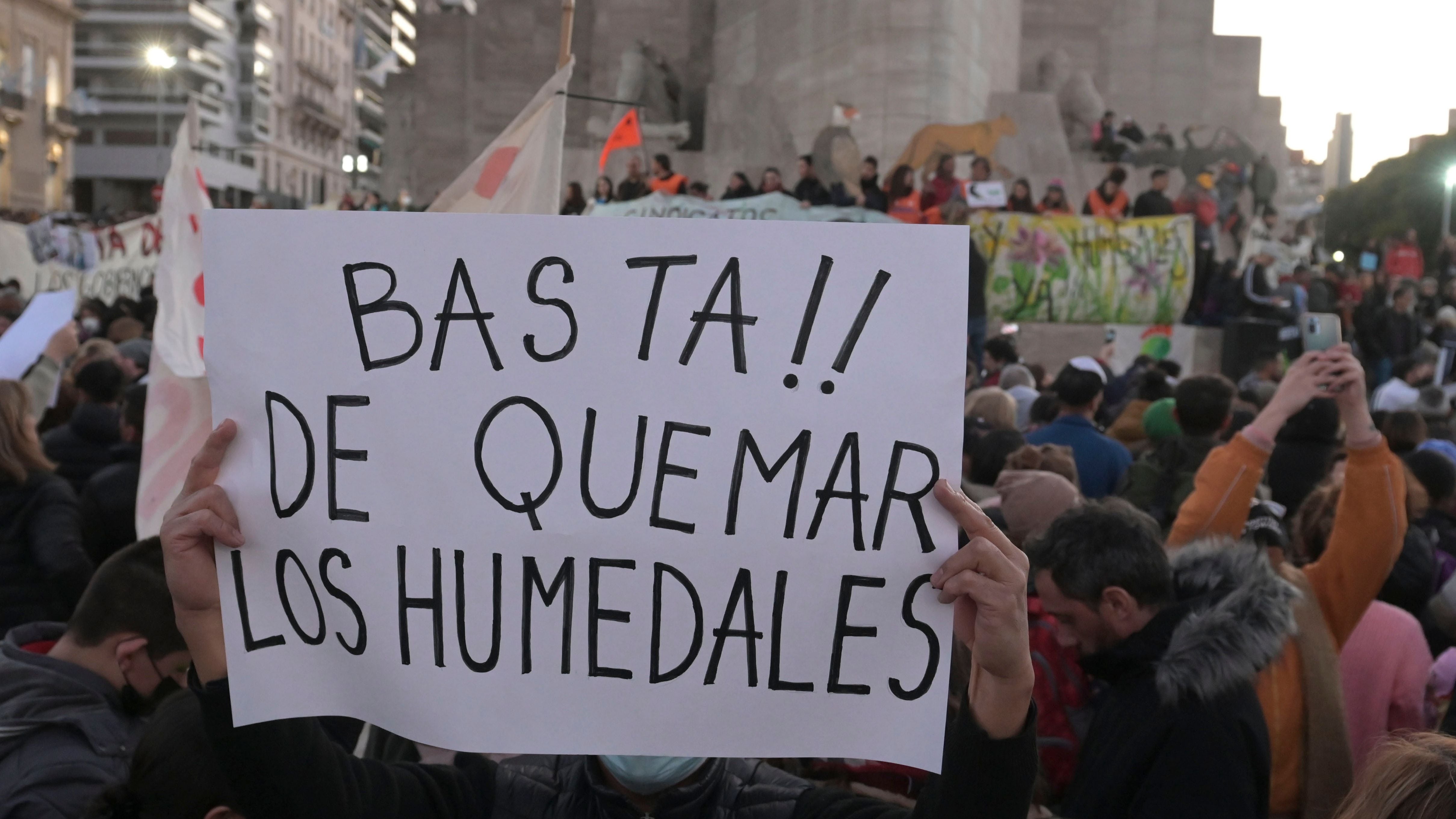 Manifestantes exigieron por la Ley de Humedales. Foto Sebastián Granata