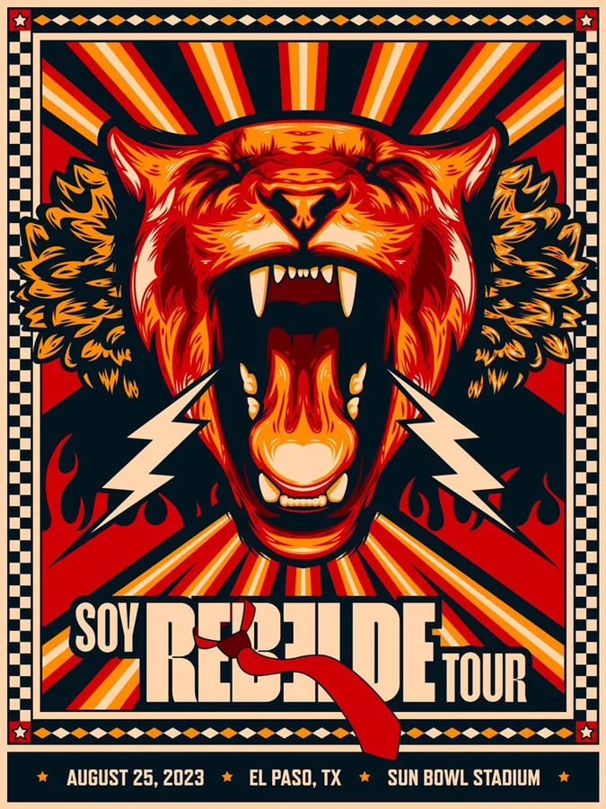 Esta sería la imagen de uno de los posters oficiales del primer concierto de RBD en El Paso Texas. (Crédito: Twitter @portaluniaorbd)