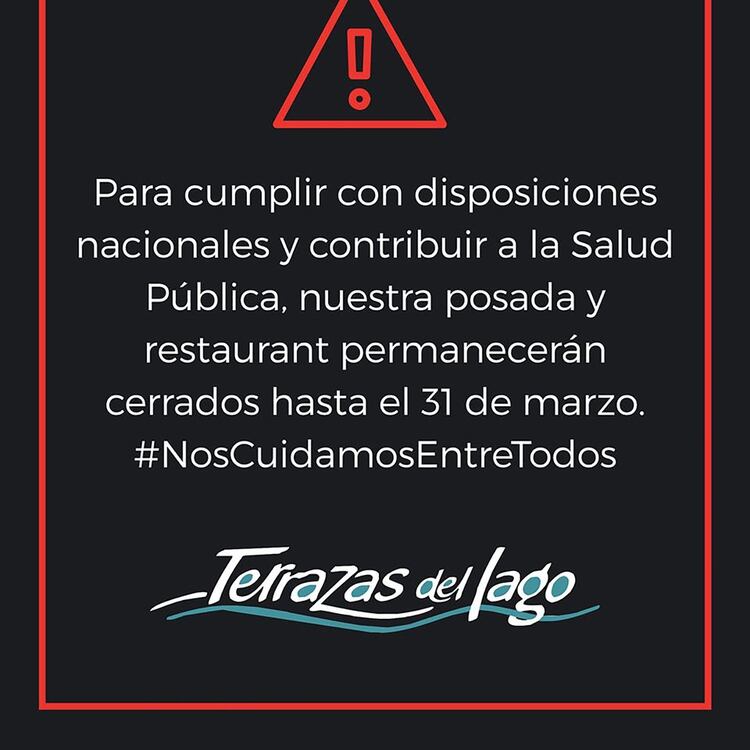 Acostumbrados a recibir un alto caudal de turistas para Semana Santa, la posada y restaurante Terrazas del Lago (Salta) cerró sus puertas. Así se lo comunicó a sus seguidores y posibles huéspedes.