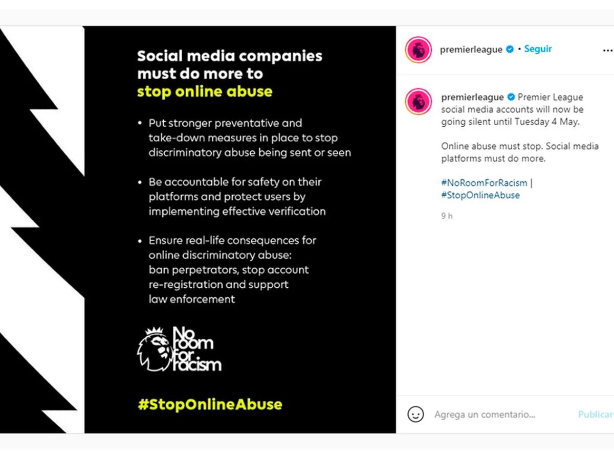 Clubes, organizaciones deportivas y jugadores ingleses apagaron sus redes sociales durante 4 días como contra el abuso en línea - Infobae
