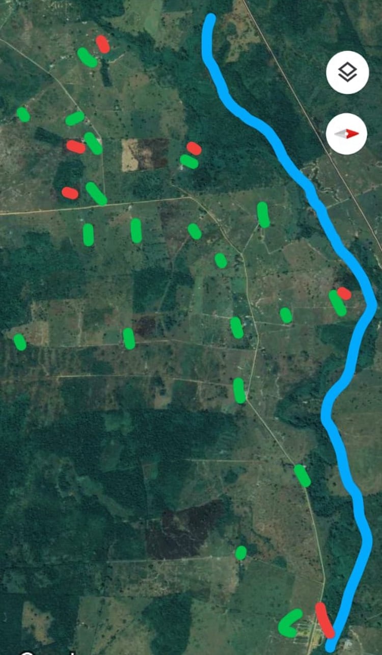 Los puntos en verde son fincas desalojadas Varias con paramilitares Y en los puntos rojos está el ELN