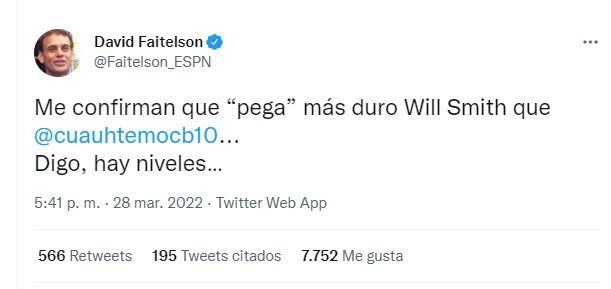Faitelson compared Will Smith's coup to that of Cuauhtémoc Blanco