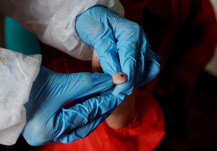 La toma de una muestra de sangre para hacer el test (REUTERS/Juan Medina)