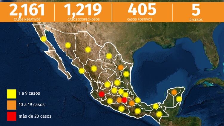 Esta es la actualización de casos confirmados en México al martes 24 de marzo de 2020 (Foto: Infoabe México)