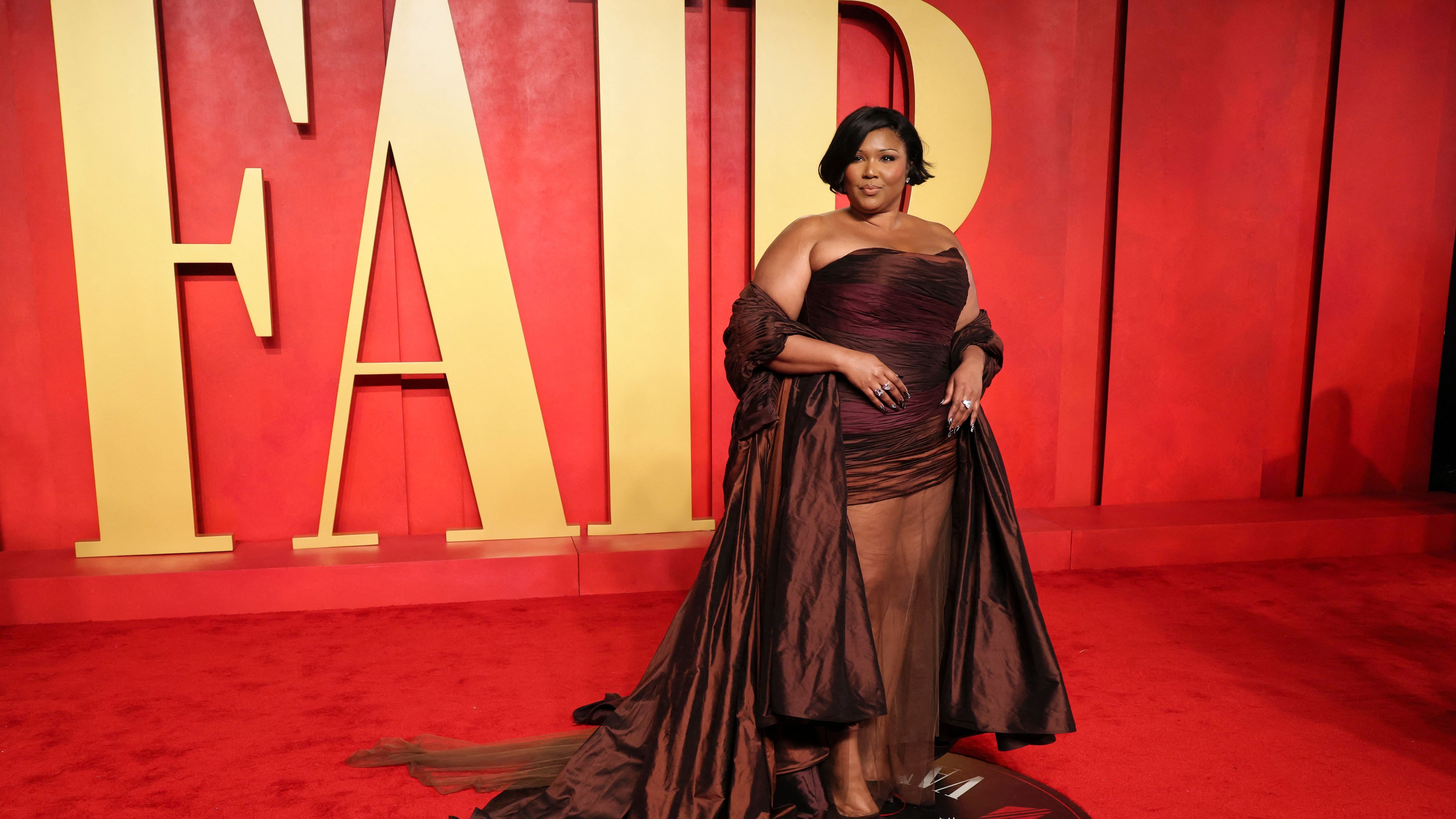 Lizzo arrives at the Vanity Fair Oscar party after the 96th Academy Awards, known as the Oscars, in Beverly Hills, California, U.S., March 10, 2024. REUTERS/Danny Moloshok