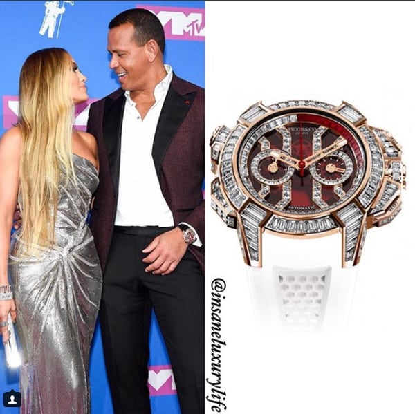Alex Rodríguez con reloj marca Jacob & Company Epic X Chrono de oro rosado con diamantes de USD 607mil