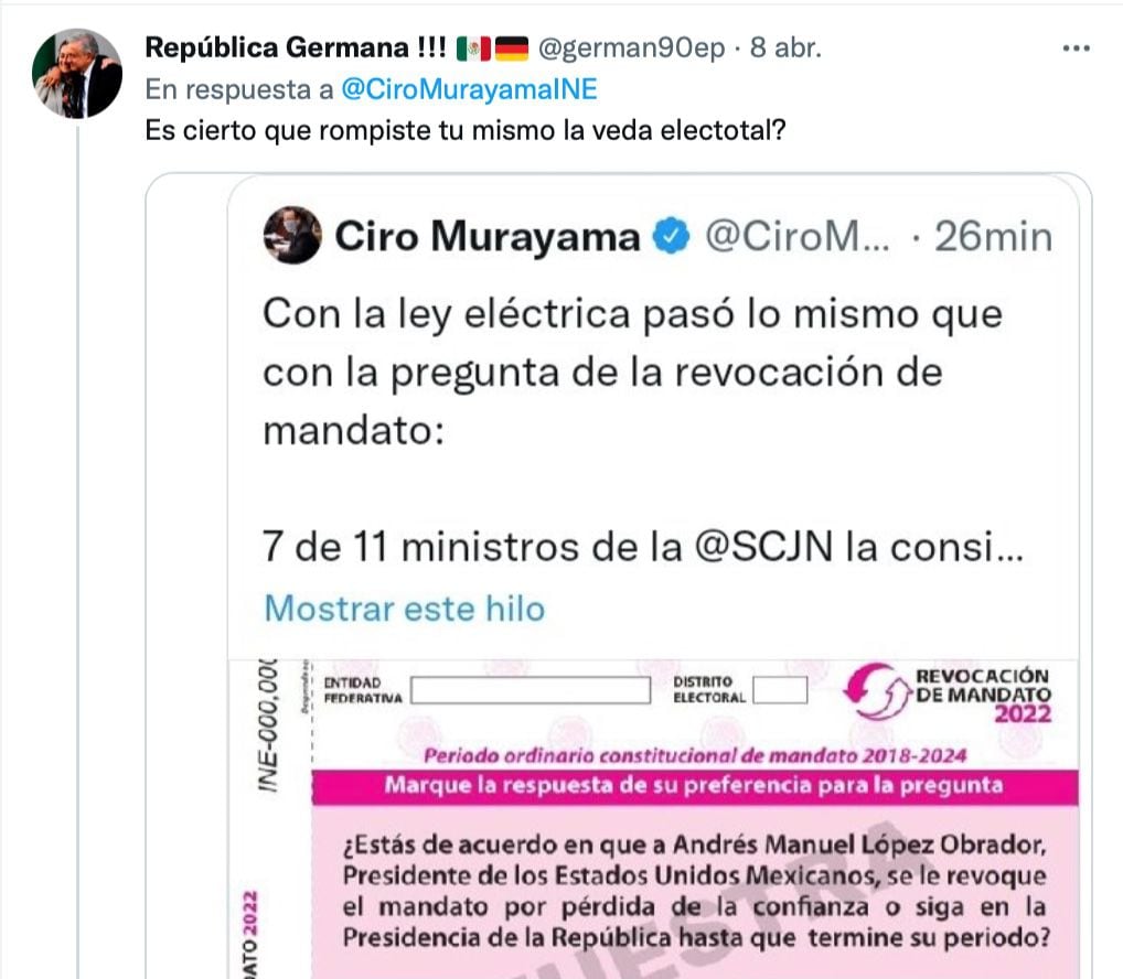 Ciro Murayama recordó los delitos electorales previo a la Revocación y lo tundieron en redes: “Cínico” (Foto: Twitter)
