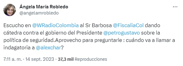 La psicóloga y política Ángela María Robledo cometió un “descache” al estilo de Petro, pues etiqueto a la persona equivocada en redes sociales - crédito @angelamrobledo/X
