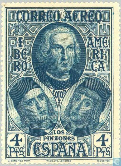 Cristóbal Colón - hermanos Pinzón - estampilla