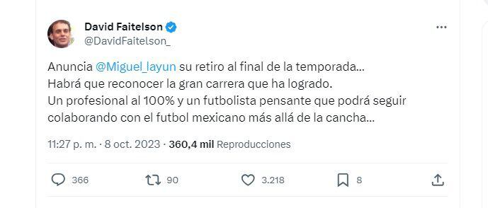 Faitelson dedicó mensaje a Miguel Layún