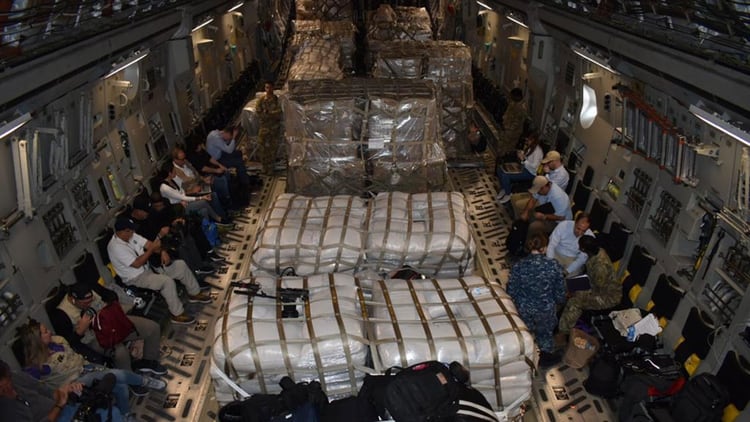 Parte de la ayuda humanitaria enviada hacia Venezuela