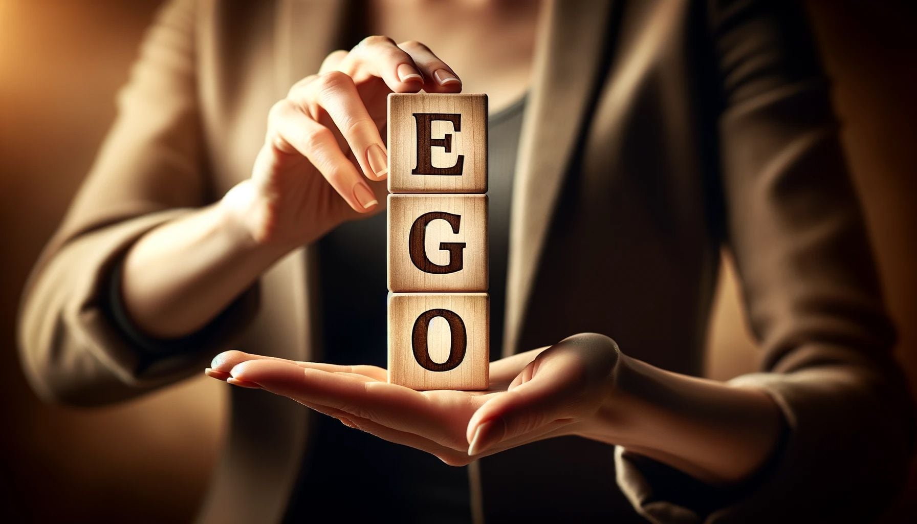 Blocks de madera deletrean la palabra Ego, una persona se encuentra de fondo - (Imagen Ilustrativa Infobae)