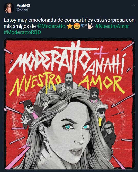 Anahí anunció su regreso junto a Moderatto Foto: Twitter/@Anahi