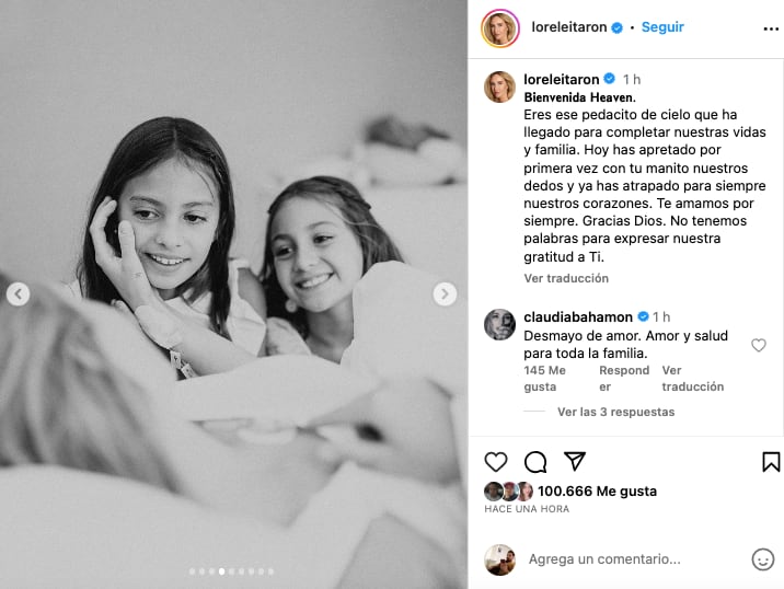 En las imágenes se puede ver a las hijas de Radamel Falcao García, felices junto a su madre Lorelei Tarón, después del trabajo de parto en la habitación. @falcao/Instagram