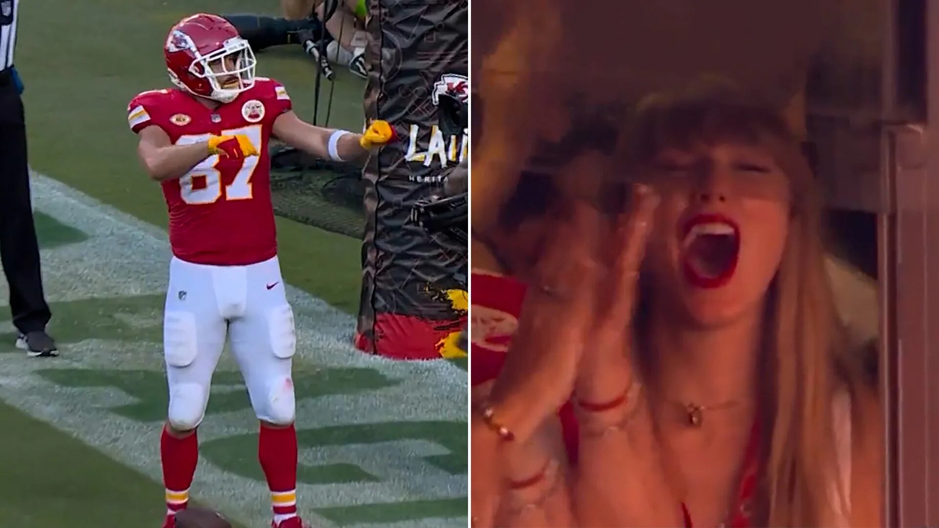 El video del alocado festejo de Taylor Swift tras el touchdown de Travis Kelce en la NFL: ¿romance confirmado?