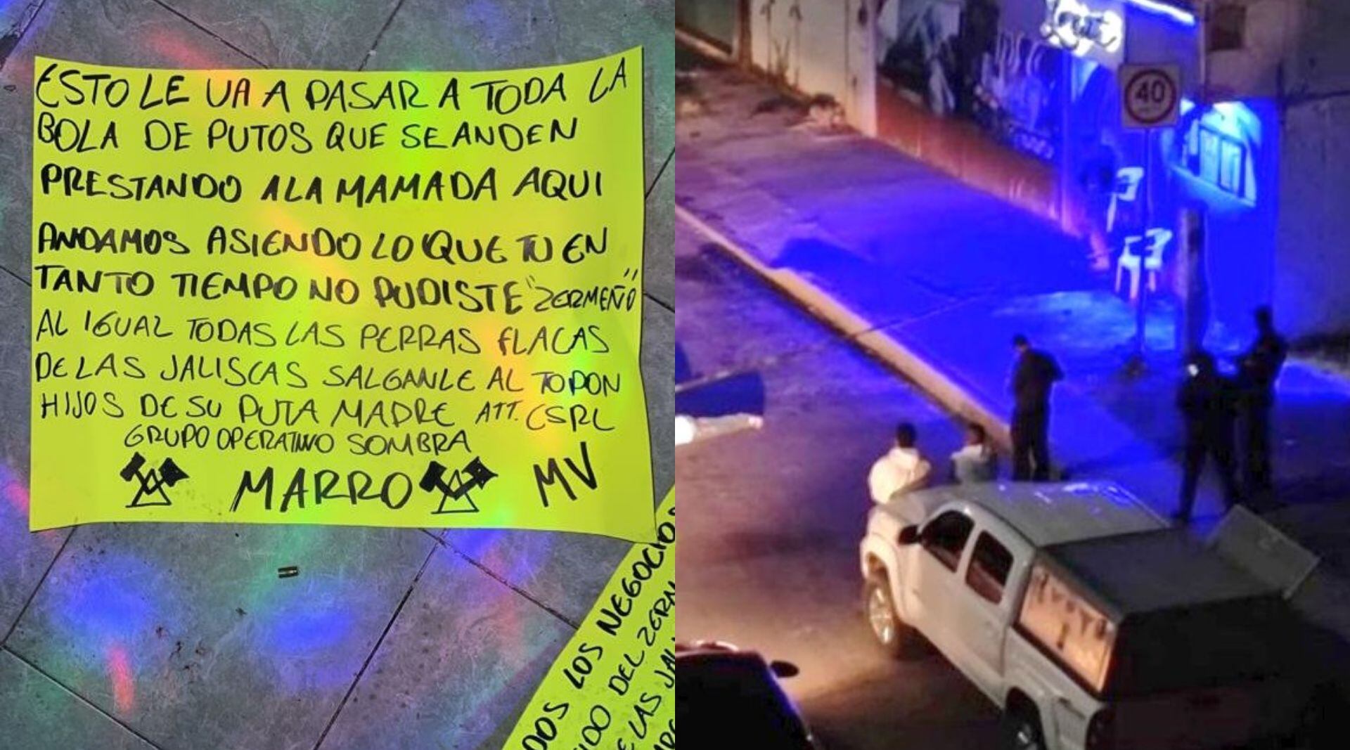 El Cártel de Santa Rosa de Lima ejecutó un ataque en un bar de Guanajuato como parte de la guerra que sostiene con el Cártel de Jalisco Nueva Generación. (Fotos: Twitter/@GHOSTDEVIIL/@InfoRoja_Mx)