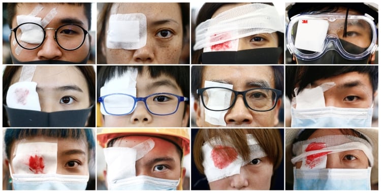 Combinación de fotos de manifestantes (Reuters)