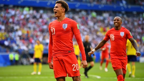 Soccer Football – World Cup – Quarter Final – Sweden vs England – Samara Arena, Samara, Russia – July 7, 2018 England’s Dele Alli celebrates scoring their second goal REUTERS/Dylan Martinez