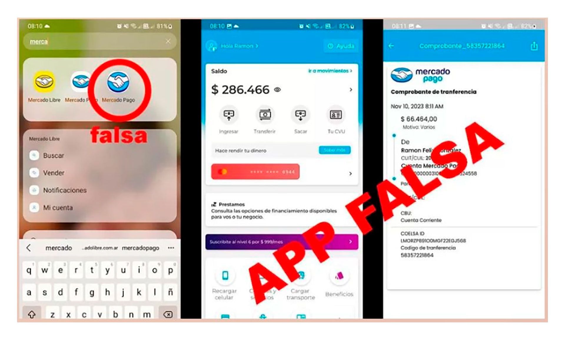 app falsa Mercado Pago