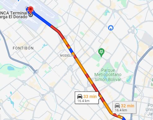 Situación de tráfico, calle 26, domingo 19 de mayo - crédito Google Maps