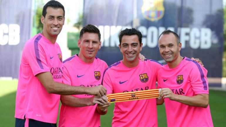 Xavi, Messi, Iniesta y Busquets son los jugadores que más veces vistieron la camiseta azulgrana respectivamente