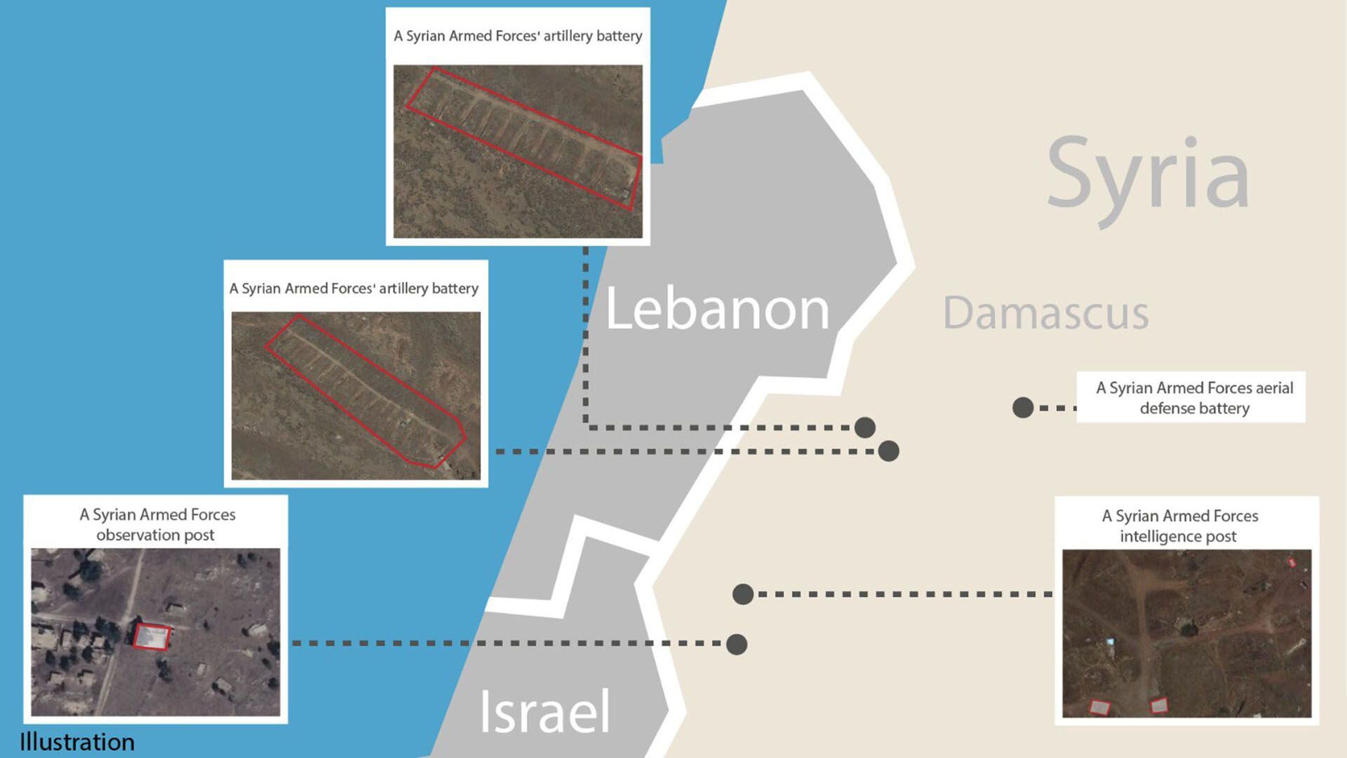 El mapa que marca los distintos ataques realizados por Israel (FDI)