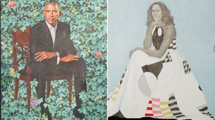 Barcak y Michelle Obama, según Kehinde Wiley y Amy Sherald