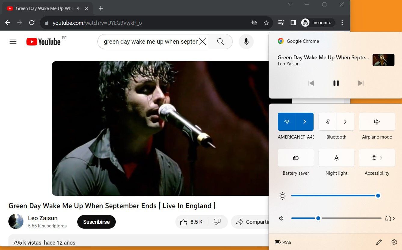 Aunque los usuarios usen el modo incógnito de Google Chrome, los controles de audio y video muestran el nombre del contenido que reproducen. (Infobae)