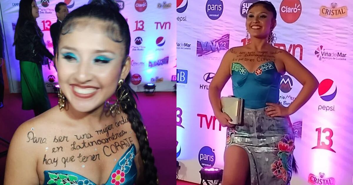 Milena Warthon wore a powerful message across her chest on the Vina del Mar festival red carpet