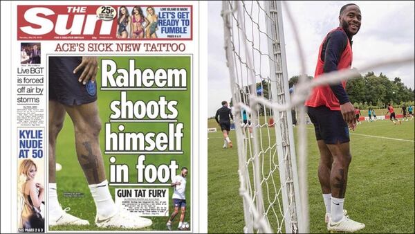 Raheem Sterling quedó en el ojo de la tormenta por una foto suya que muestra el tatuaje de su pierna