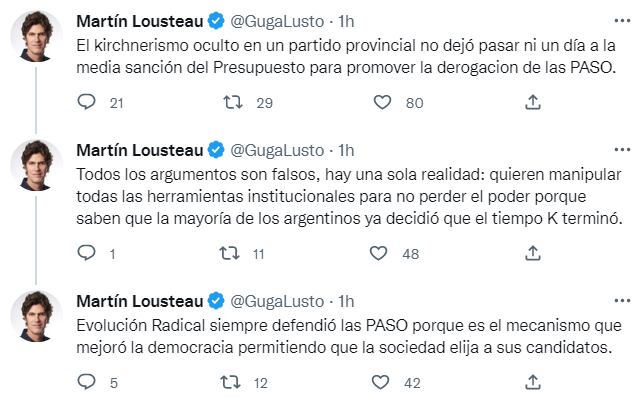 Martín Lousteau sostuvo que los fundamentos para eliminar las PASO son "falsos" (Twitter)