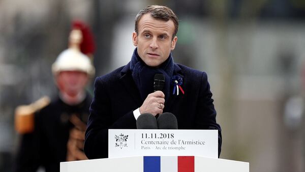 El presidente Macron durante su discurso (Reuters)