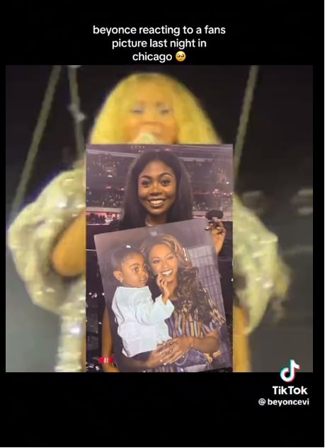 Beyoncé se emocionó al ver la foto de una fan con ella cuando era bebé.
