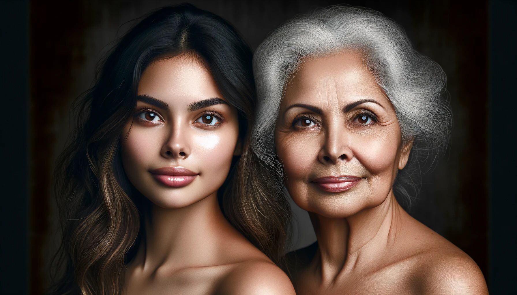 Retratos de rostros con signos de envejecimiento y rostros jovenes - (Imagen Ilustrativa Infobae)