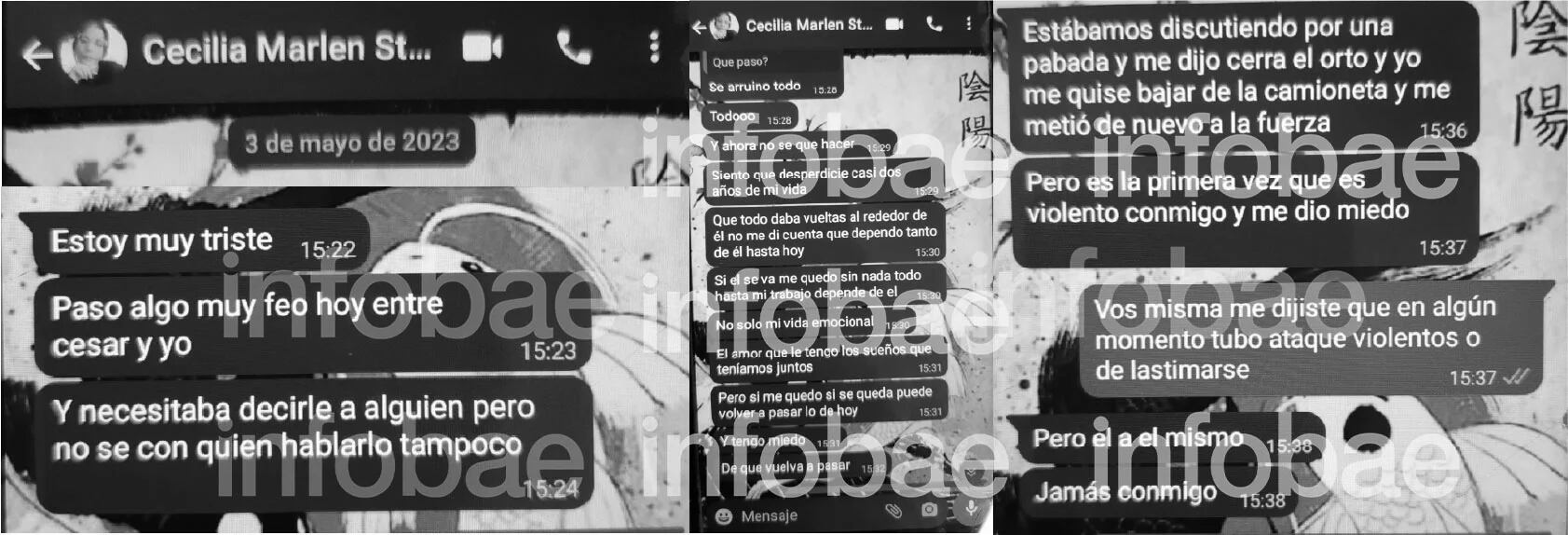 El 3 de mayo de 2023, casi un mes antes de desaparecer, Cecilia confiesa que César fue violento con ella