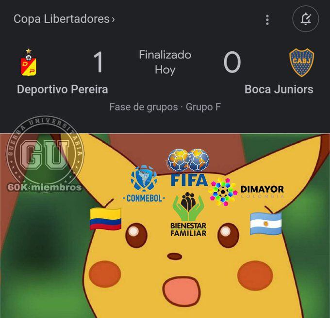 Los mejores memes que dejó la histórica victoria del Deportivo Pereira ante Boca Juniors por Copa Libertadores.