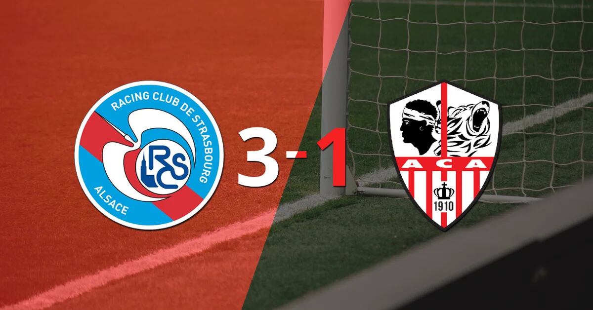 Great victory for RC Strasbourg over Ajaccio AC by 3-1