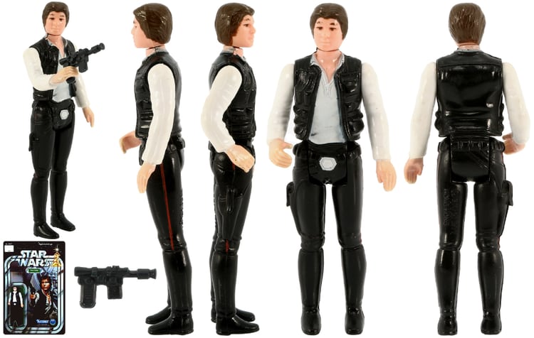 Los detalles de la figura de Han Solo, junto a su “blaster” (Foto: Cortesía de Productos Kenner)