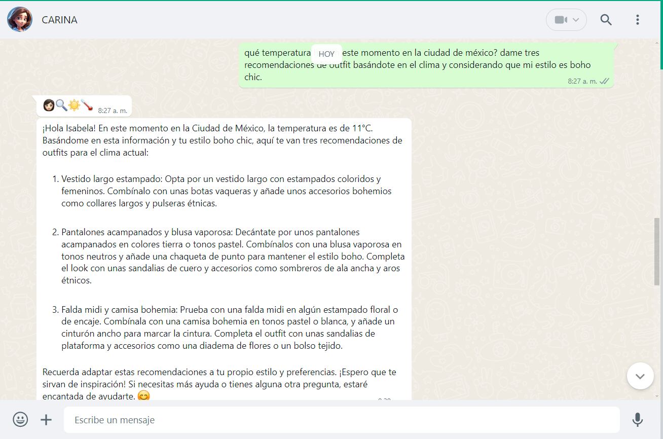 La IA comprende prompts con varias sugerencias. (WhatsApp)