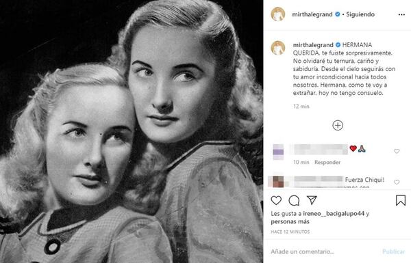 La despedida de Mirtha Legrand a su hermana (Foto: Instagram)