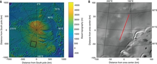 Los mapas estudiados por los científicos en el polo Sur de Marte