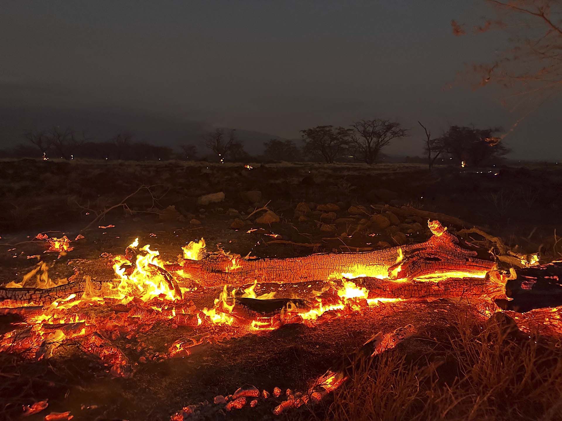 El incendio forestal en Kihei, Hawaii. Al menos 67 personas murieron. Los residentes tuvieron poca advertencia antes de que los incendios forestales alcanzaran una ciudad (AP Photo/Ty O'Neil)