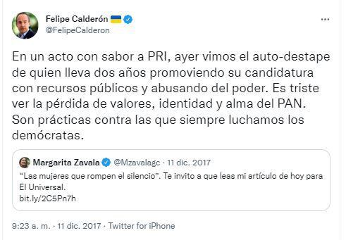 Felipe Calderón criticó al PAN de Marko Cortés